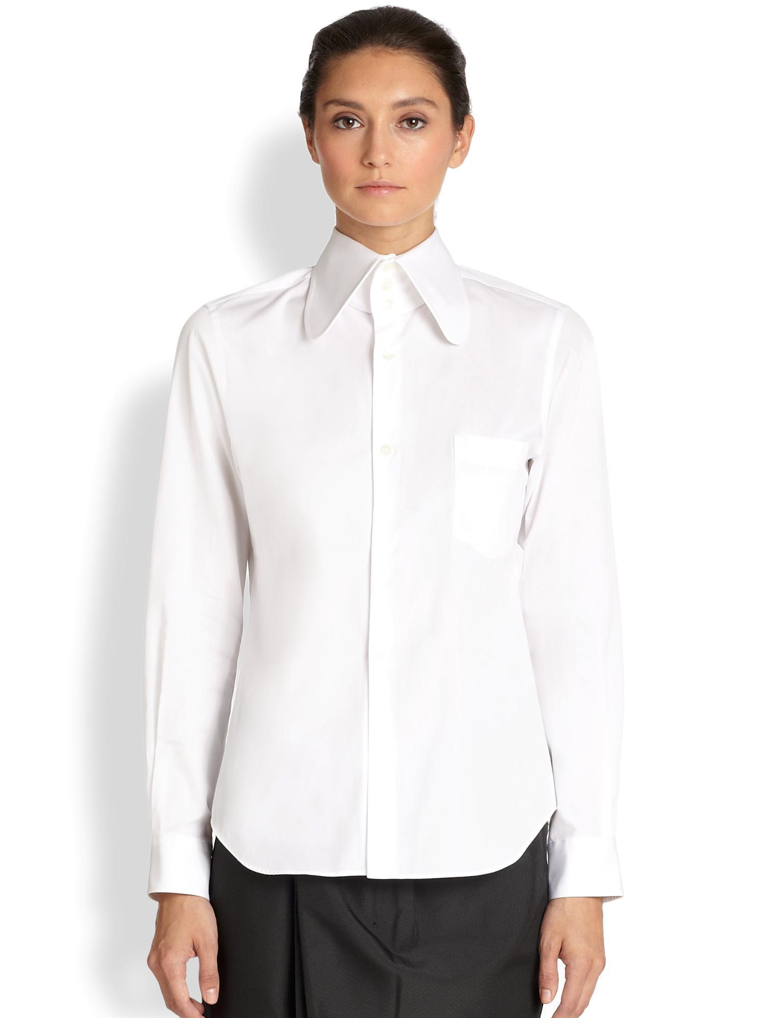 COMME des GARÇONS | Women's White Exaggerated Collar Shirt | Women's