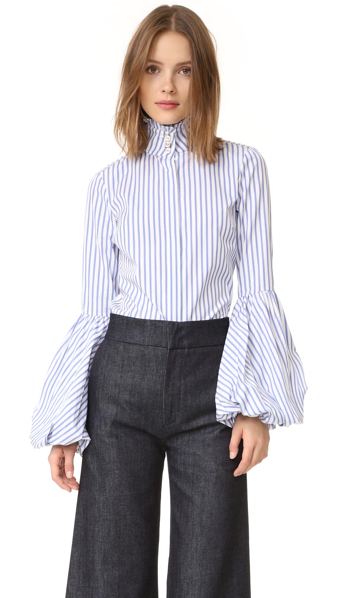 Caroline Constas | Jaqueline Blouse - Blue Stripe | Women's blouses ...