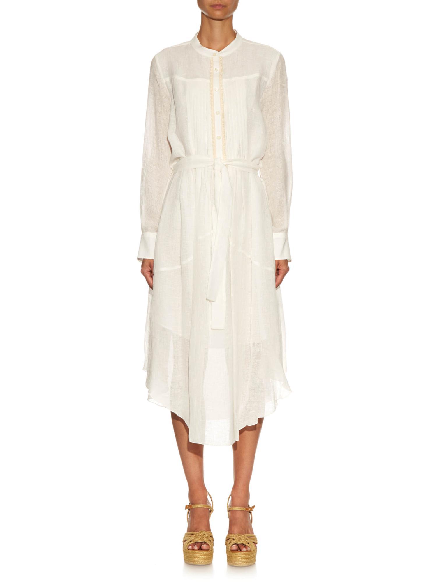 See by Chloé | Long-sleeved cotton and linen-blend midi dress | Women's ...